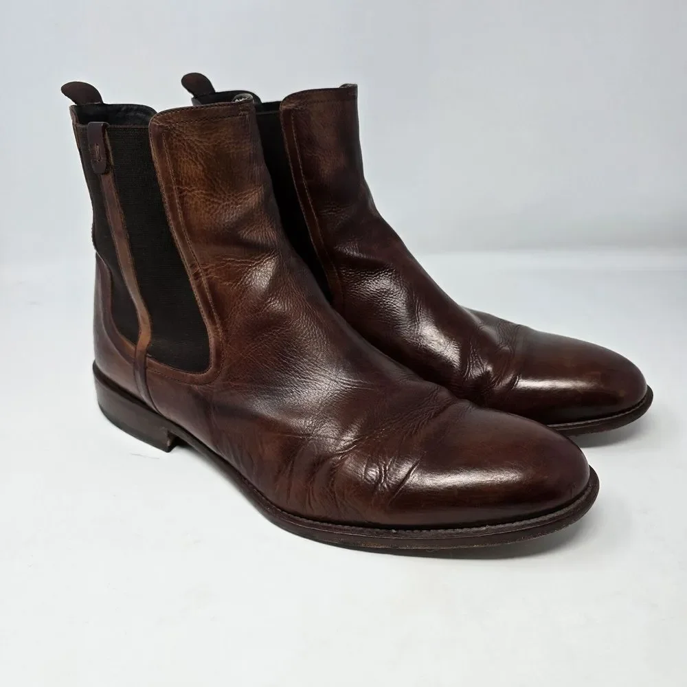 Magnanni Men's Brown Leather Chelsea Boots Size 12 Made In Spain‎